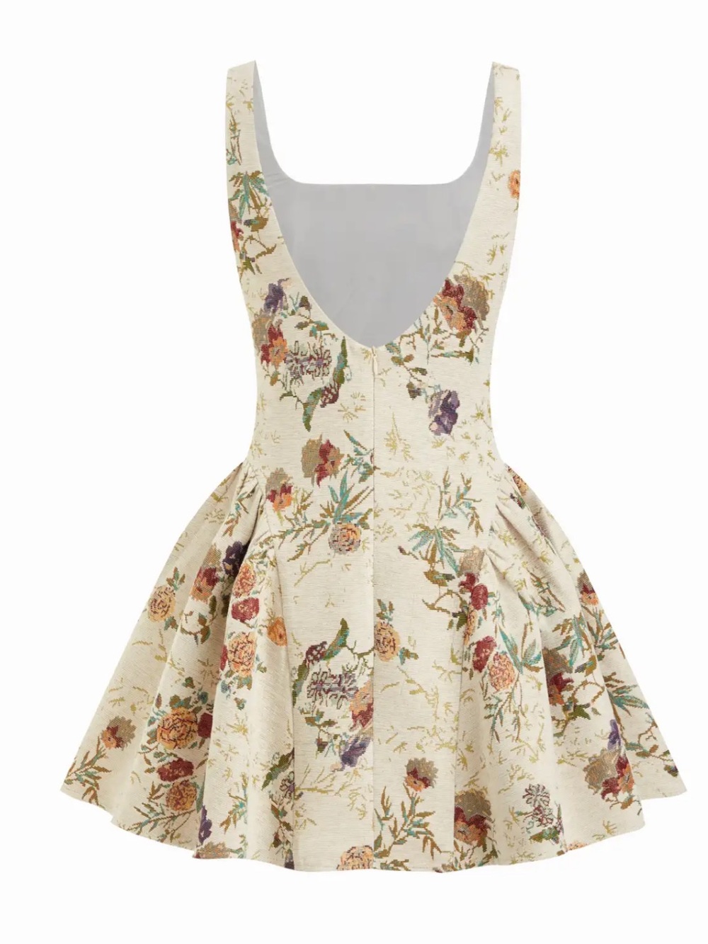 Floral Square-Neck Cream Fit & Flare Dress - Picture 3 of 4